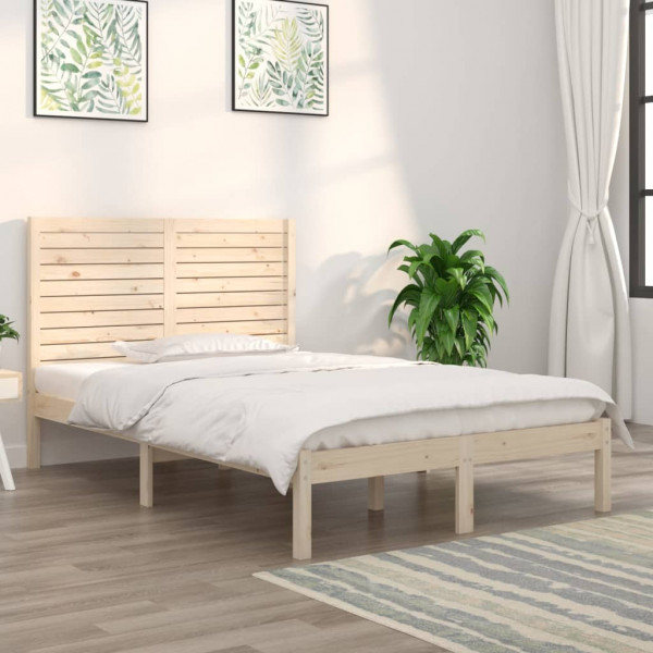 Estructura de cama madera maciza de pino 140x190 cm D