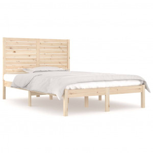 Estructura de cama madera maciza de pino 140x190 cm H