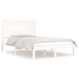 Estrutura de cama 140x190 cm madeira maciça branco H