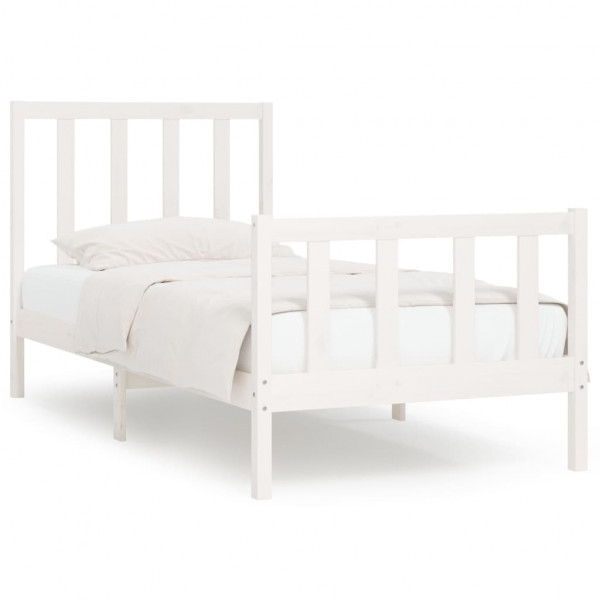 Estrutura cama pequena solteiro 75x190 cm madeira maciça branco M 2