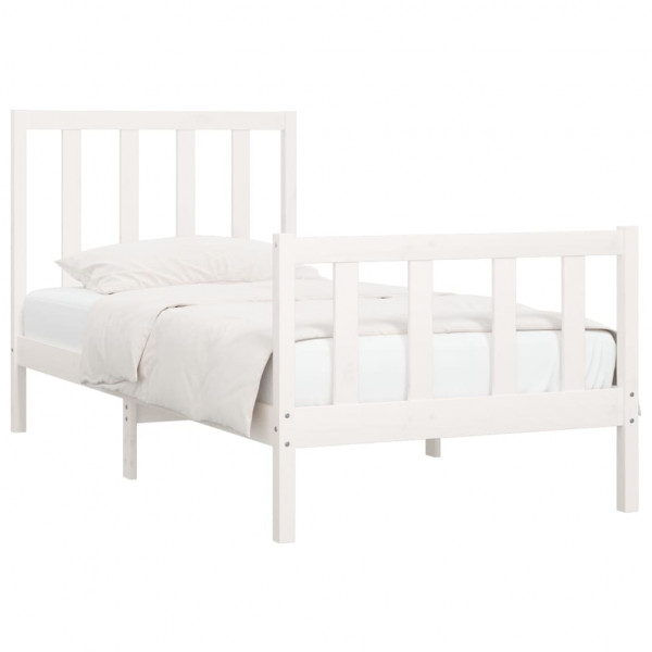 Estrutura cama pequena solteiro 75x190 cm madeira maciça branco M 3