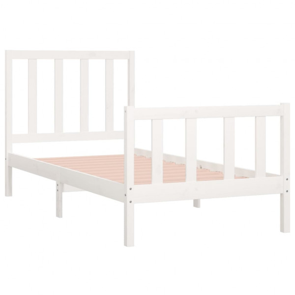 Estrutura cama pequena solteiro 75x190 cm madeira maciça branco M 4
