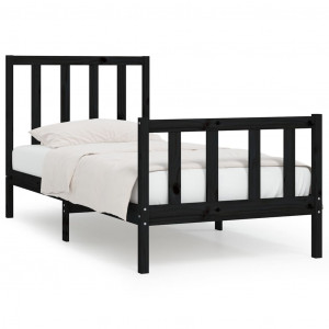 Estrutura cama pequena solteiro 75x190 cm madeira maciça preto H