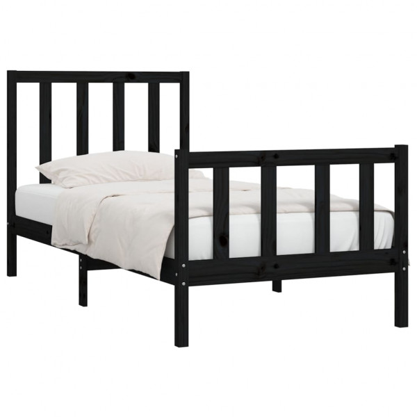 Estrutura cama pequena solteiro 75x190 cm madeira maciça preto M 3