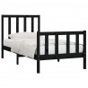 Estrutura cama pequena solteiro 75x190 cm madeira maciça preto 3