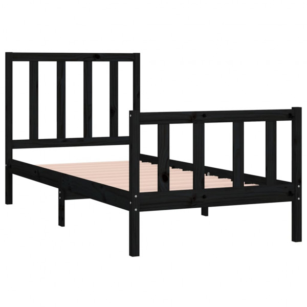 Estrutura cama pequena solteiro 75x190 cm madeira maciça preto M 4