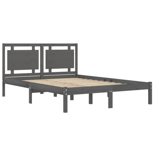 Estructura de cama de madera maciza de pino gris 200x200 cm M 4