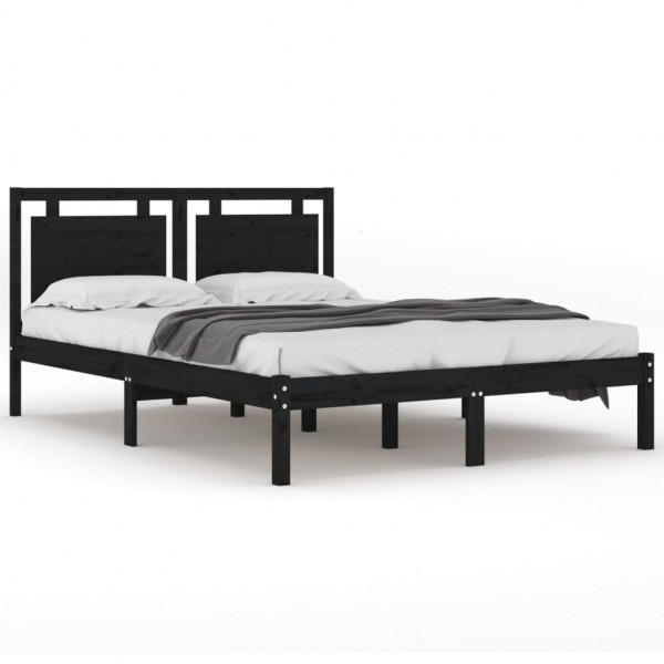 Estrutura de cama 200x200 cm madeira maciça preto M 2