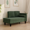 Chaise longue com almofadões e rolo veludo verde-escuro 1