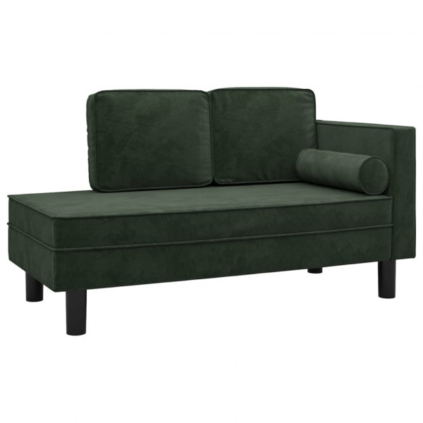 Chaise longue com almofadões e rolo veludo verde-escuro M 2