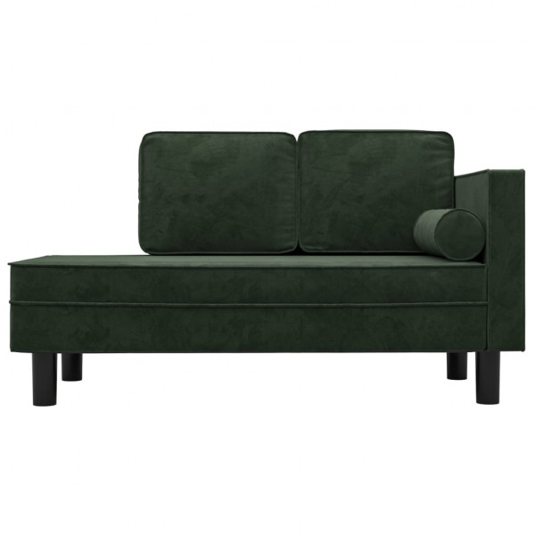 Chaise longue com almofadões e rolo veludo verde-escuro M 3