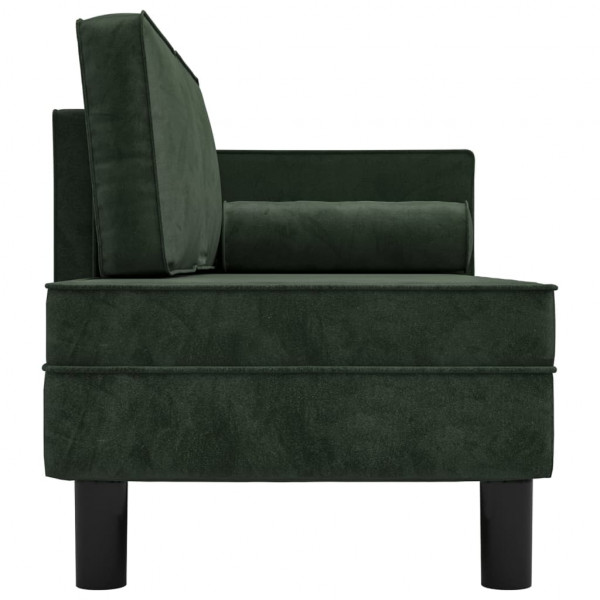 Chaise longue com almofadões e rolo veludo verde-escuro M 4
