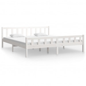 Estrutura de cama 160x200 cm madeira maciça branco H