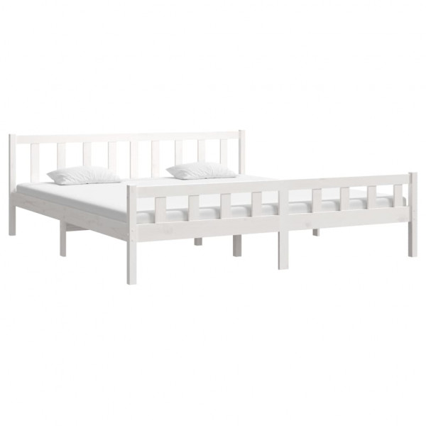 Estrutura de cama 160x200 cm madeira maciça branco M 3