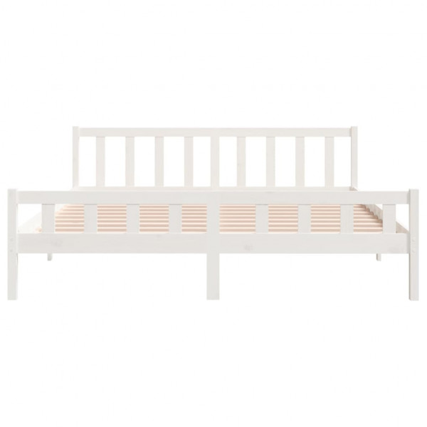 Estructura de cama de madera maciza blanca 160x200 cm M 5