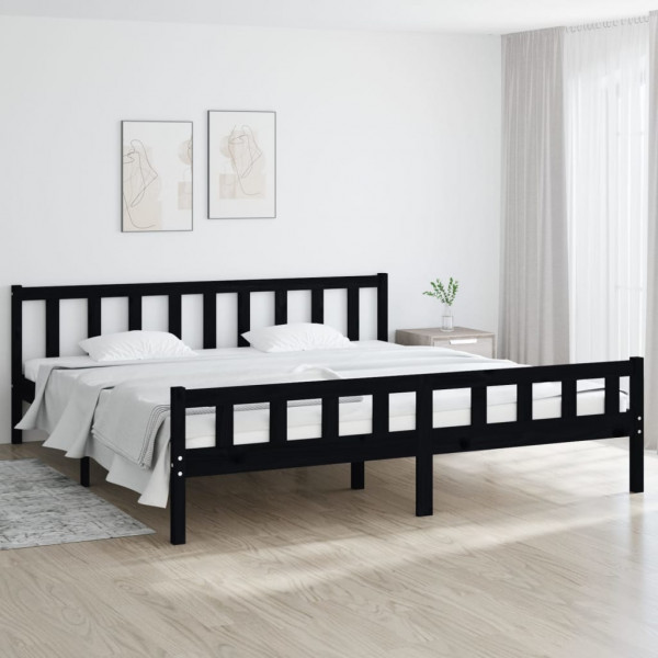 Estructura de cama de madera maciza negra 160x200 cm D