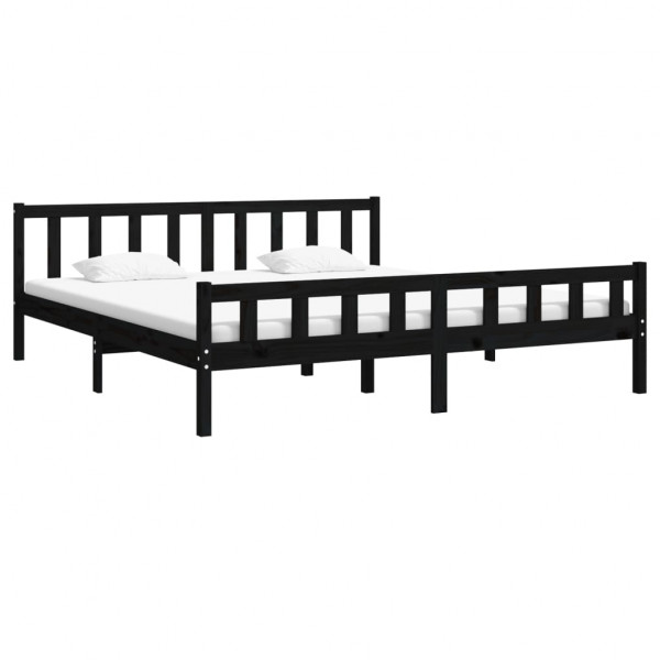 Estructura de cama de madera maciza negra 160x200 cm M 3