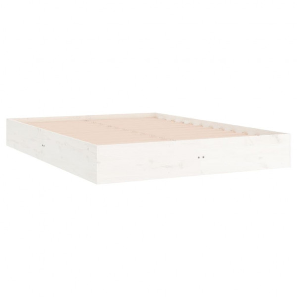 Estructura de cama de madera maciza blanca 160x200 cm M 4