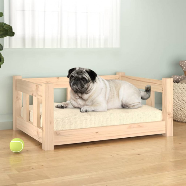Cama para perros madera maciza de pino 65.5x50.5x28 cm D