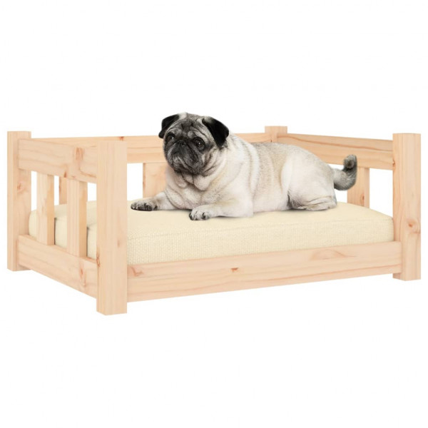 Cama para perros madera maciza de pino 65.5x50.5x28 cm M 3