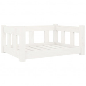 Cama para perros madera maciza de pino blanco 65.5x50.5x28 cm H
