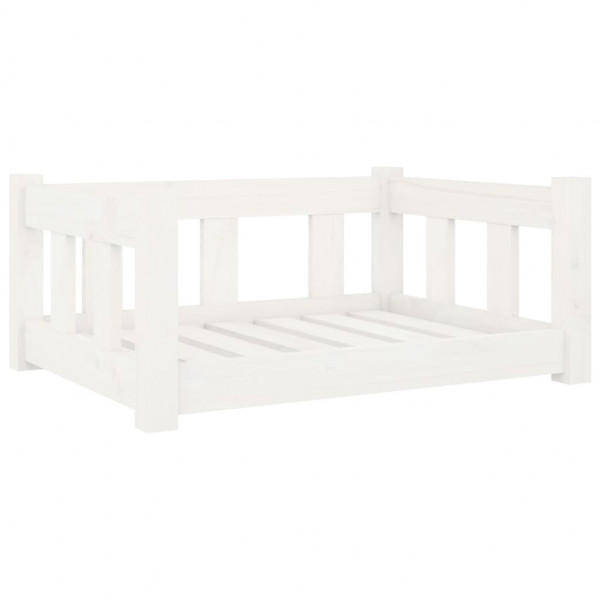 Cama para perros madera maciza de pino blanco 65.5x50.5x28 cm M 2