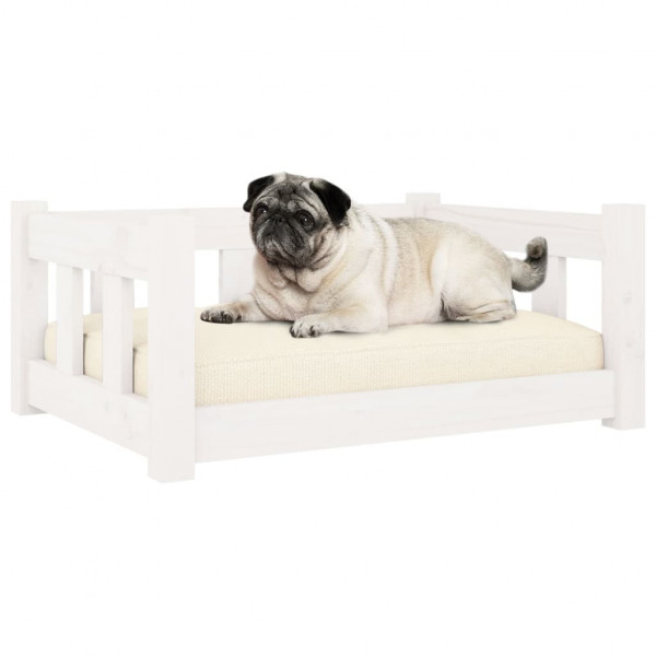 Cama para cães 65.5x50.5x28 cm madeira de pinho maciça branco M 3