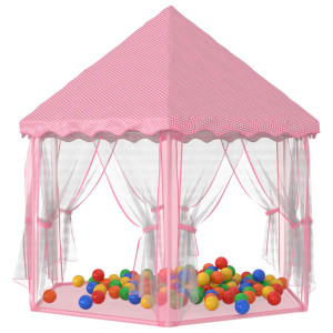 Carpa de juegos de princesa con 250 bolas rosa 133x140 cm H