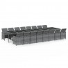 Set de comedor jardín 17 pzas con cojines ratán sintético gris 2
