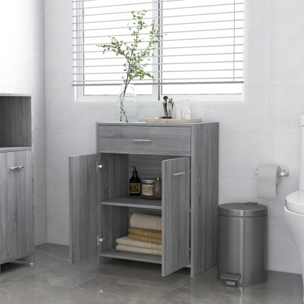 Armario de baño madera contrachapada gris Sonoma 60x33x80 cm M 3