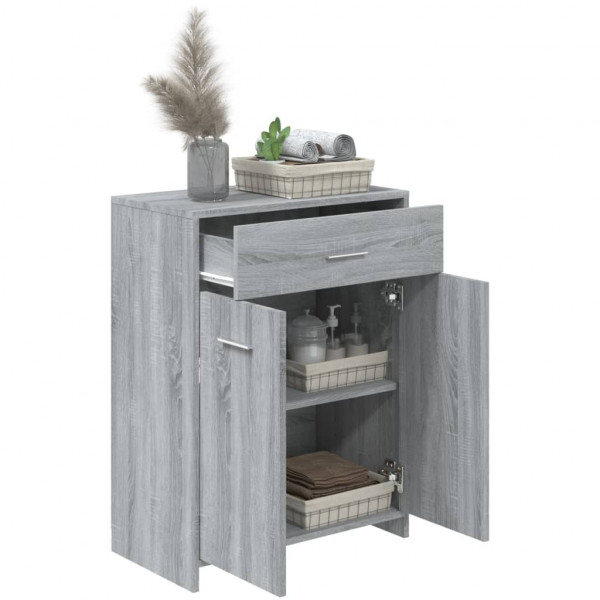 Armario de baño madera contrachapada gris Sonoma 60x33x80 cm M 4
