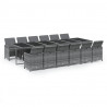 Set comedor jardín 13 pzas con cojines ratán sintético gris 2