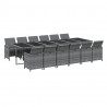 Set comedor jardín 13 pzas con cojines ratán sintético gris 3