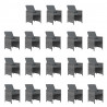 19 pcs conjunto jantar p/ jardim c/ almofadões vime PE cinzento 4