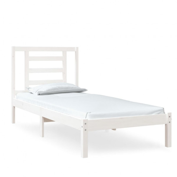 Estructura cama individual madera maciza blanco 75x190 cm M 2