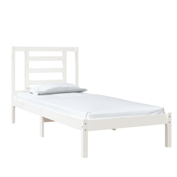 Estructura cama individual madera maciza blanco 75x190 cm M 3