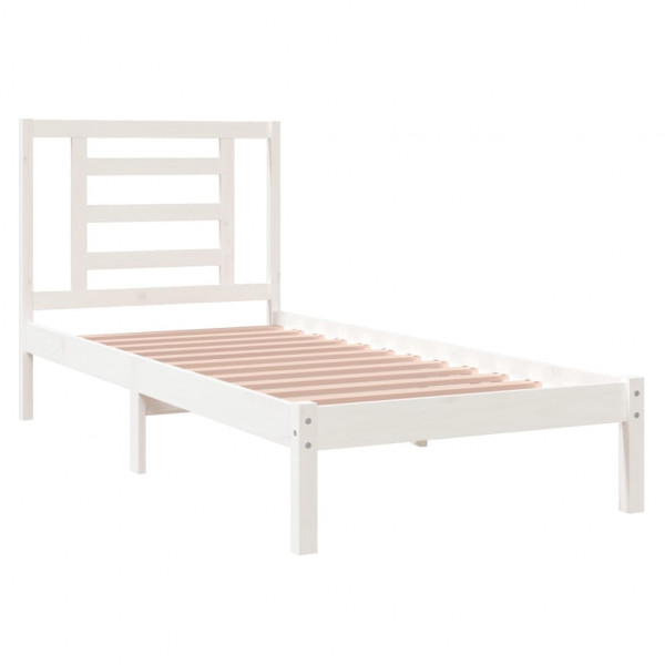 Estructura cama individual madera maciza blanco 75x190 cm M 4