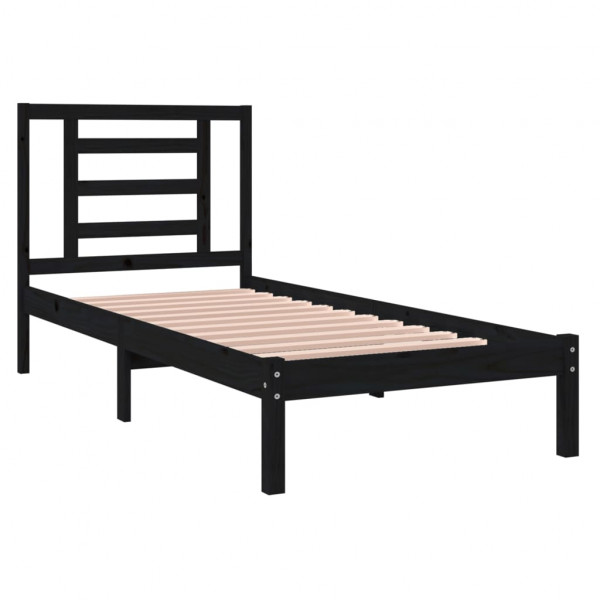 Estrutura cama pequena solteiro 75x190 cm madeira maciça preto M 4