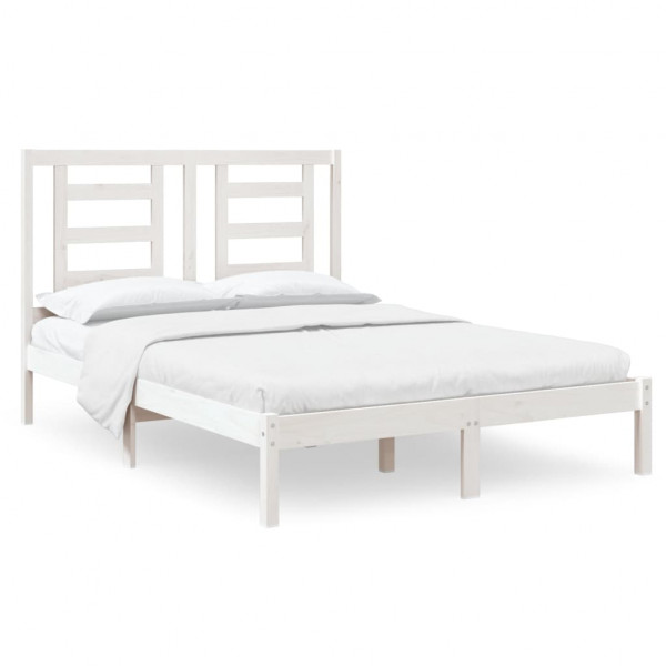 Estrutura cama pequena casal 120x190 cm pinho maciço branco M 2