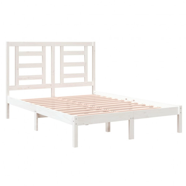 Estructura cama pequeña doble madera maciza blanco 120x190 cm M 4