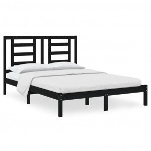 Estrutura de cama 140x190 cm madeira de pinho maciça preto H