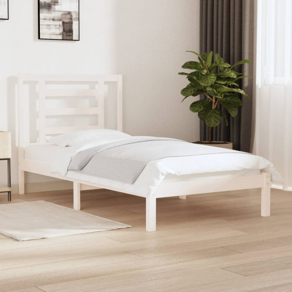 Estructura de cama madera maciza de pino blanco 90x200 cm D