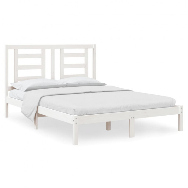 Cama sem colchão 140x200 cm madeira de pinho maciça branco M 2
