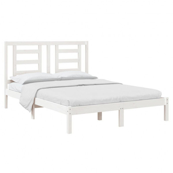 Estructura de cama de madera maciza de pino blanca 140x200 cm M 3