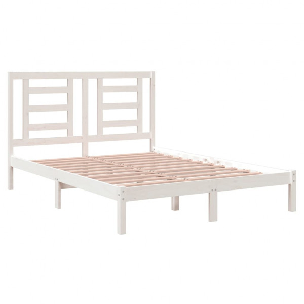 Estructura de cama de madera maciza de pino blanca 140x200 cm M 4