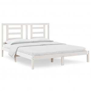 Estructura de cama de madera maciza de pino blanco 160x200 cm H