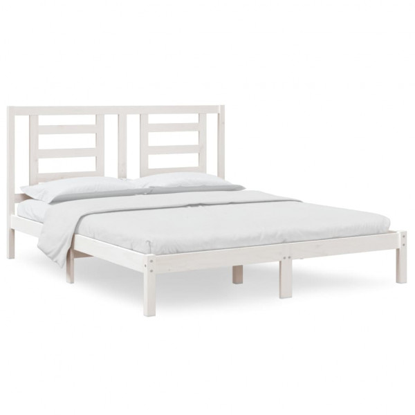 Estructura de cama de madera maciza de pino blanco 160x200 cm M 2
