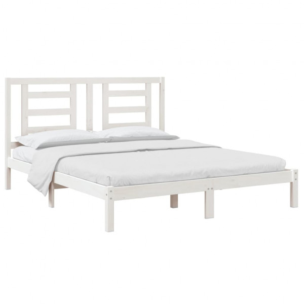 Estructura de cama de madera maciza de pino blanco 160x200 cm M 3