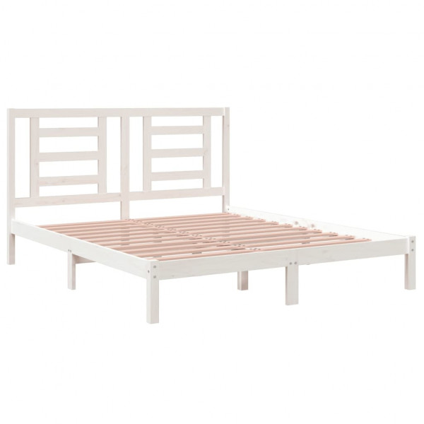Estructura de cama de madera maciza de pino blanco 160x200 cm M 4