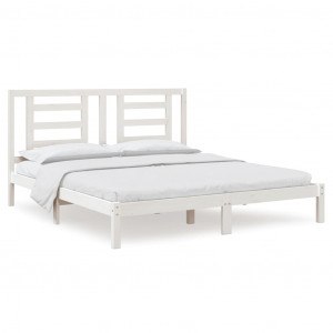 Estrutura de cama super king pinho maciço 180x200 cm branco H